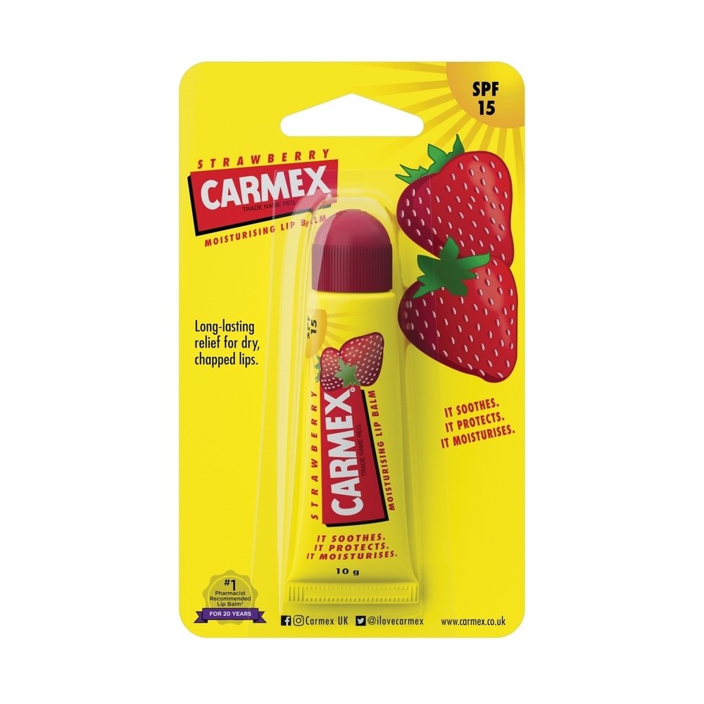 Бальзам для губ со вкусом клубники Carmex Tube Strawberry SPF 15 туба 10 г - основное фото