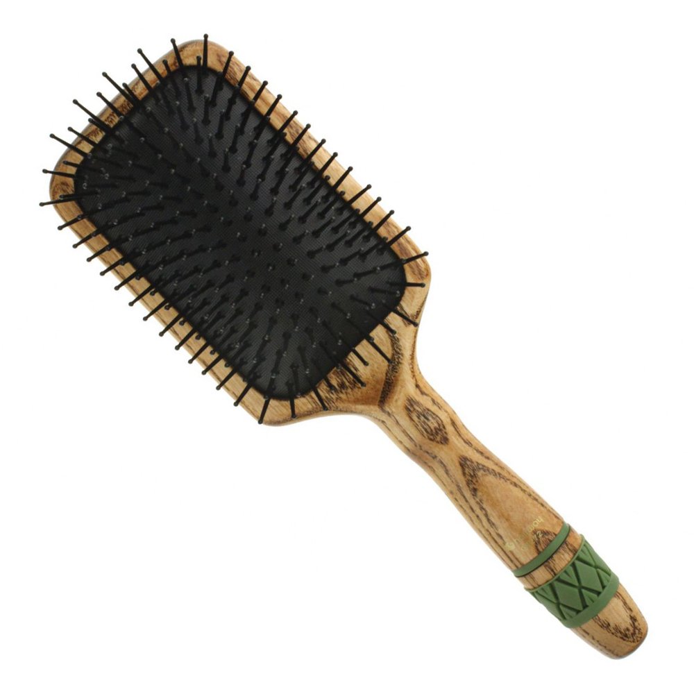 Деревянная светло-коричневая широкая массажная щёткая 11-рядная Hairway Cushion Brush Flexion 08272 - основное фото