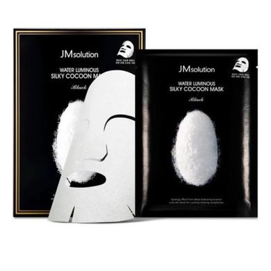 Восстанавливающая тканевая маска с протеинами шёлка JMsolution Water Luminous Silky Cocoon Mask Black 35 мл - основное фото