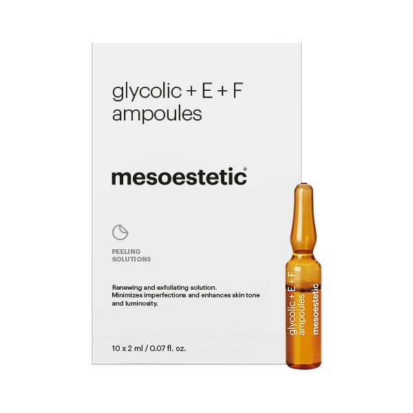 Восстанавливающие ампулы с гликолевой кислотой 10% и витамином E + F Mesoestetic Glycolic Acid Vitamin E Vitamin F 10x2 мл - основное фото