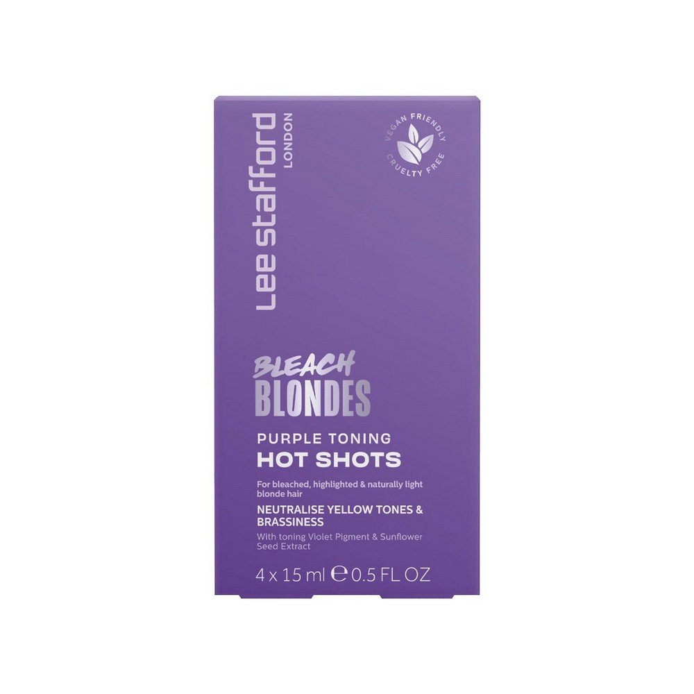 Тонуючий засіб з фіолетовим пігментом для освітленого волосся Lee Stafford Bleach Blondes Purple Toning Hot Shots 4x15 мл - основне фото
