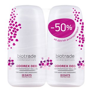 Шариковый антиперспирант Biotrade Odorex Deo Antiperspirant Roll-On 2x40 мл - основное фото