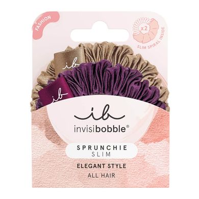 Набір з двох резинок для волосся Invisibobble SPRUNCHIE Slim The Snuggle Is Real Purple Brown - основне фото