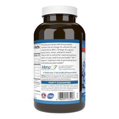 Омега-3 Элит с витаминами D3 и K2 со вкусом лимона Carlson Labs Elite Omega-3 Plus D & K 700 mg 180 шт - основное фото