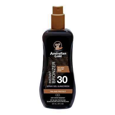 Водостойкий солнцезащитный спрей-гель с бронзатором Australian Gold Spray Gel Sunscreen with Instant Bronzer SPF 30 100 мл - основное фото