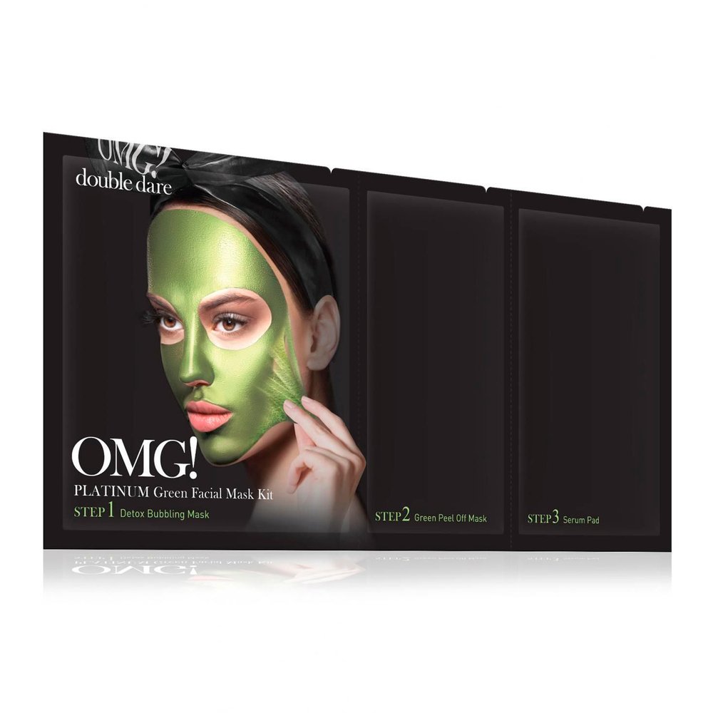 Трёхшаговая маска с экстрактом ламинарии Double Dare OMG! 3 in 1 Platinum Green Facial Mask Kit 50 г - основное фото