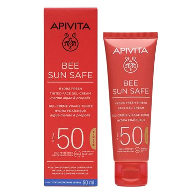 Солнцезащитный гель-крем для лица с оттенком Apivita Bee Sun Safe Hydra Fresh Tinted Face Gel Cream SPF 50 50 мл - основное фото