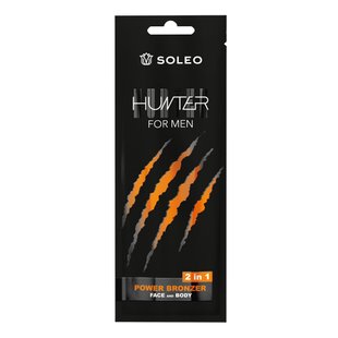 Чоловічий лосьйон для засмаги в солярії SOLEO Hunter For Men Power Bronzer Face and Body 15 мл - основне фото