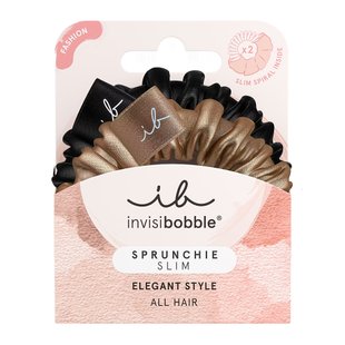 Набор из двух резинок для волос Invisibobble SPRUNCHIE Slim True Golden Black Bronze - основное фото