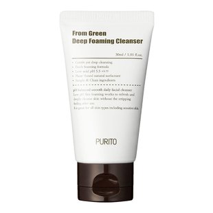 Пенка для умывания с центеллой и зелёным чаем Purito From Green Deep Foaming Cleanser 30 мл - основное фото