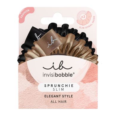 Набір з двох резинок для волосся Invisibobble SPRUNCHIE Slim True Golden Black Bronze - основне фото