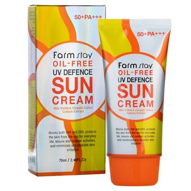 Сонцезахисний крем з екстрактом алое Farmstay Oil-Free Uv Defence Sun Cream SPF 50+ PA+++ 70 мл - основне фото