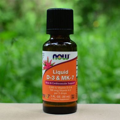 Вітаміни D-3 і MK-7 зі смаком м'яти Now Foods Liquid D-3 & MK-7 2500 IU/100 mcg 30 мл - основне фото
