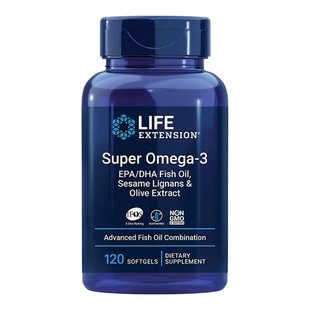 Омега 3 Life Extension Super Omega-3 EPA/DHA Fish Oil, Sesame Lignans & Olive Extract (энтеросолюбильное покрытие) 120 шт - основное фото