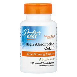 Коензим Q10 Doctor's Best High Absorption CoQ10 With BioPerine 200 mg 60 шт - основне фото