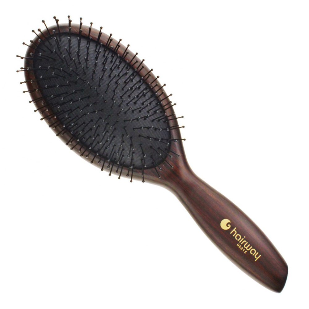 Тёмно-коричневая массажная щётка на деревянной основе Hairway Cushion Brush Wenge 2 08215 - основное фото