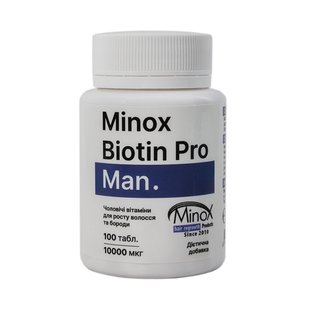 Биотин для роста волос и бороды MinoX Biotin Pro Man 100 шт - основное фото