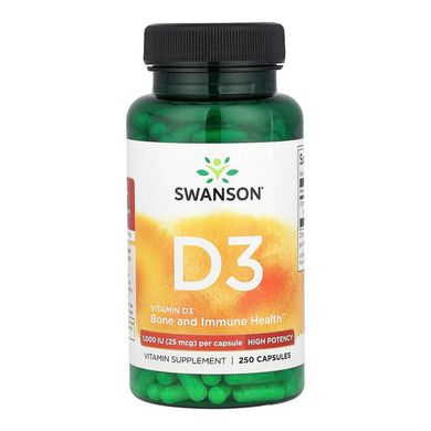 Вітамін D3 у капсулах Swanson Vitamin D3 High Potency 1000 IU 250 шт - основне фото