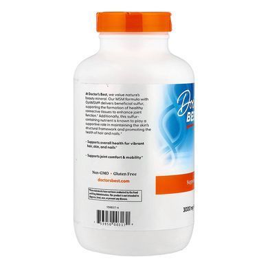 Метилсульфонілметан MSM Doctor's Best MSM With OptiMSM 3000 mg 360 шт - основне фото