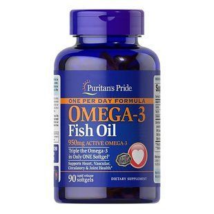 Омега-3 Рыбий жир Puritan's Pride Triple Strength Omega-3 Fish Oil 1400 mg (950 mg Active Omega-3) 90 шт - основное фото