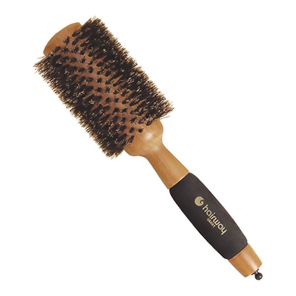 Деревянный светло-коричневый сплошной брашинг с кабаньей щетиной Hairway Round Brush Gold Wood 06051 65 мм - основное фото