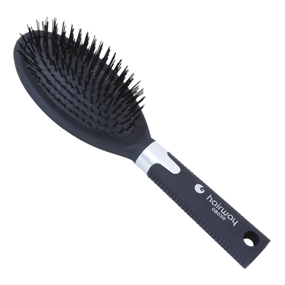 Чорна щітка для волосся з нейлоновими зубцями Hairway Cushion Brush Velour 08039 - основне фото