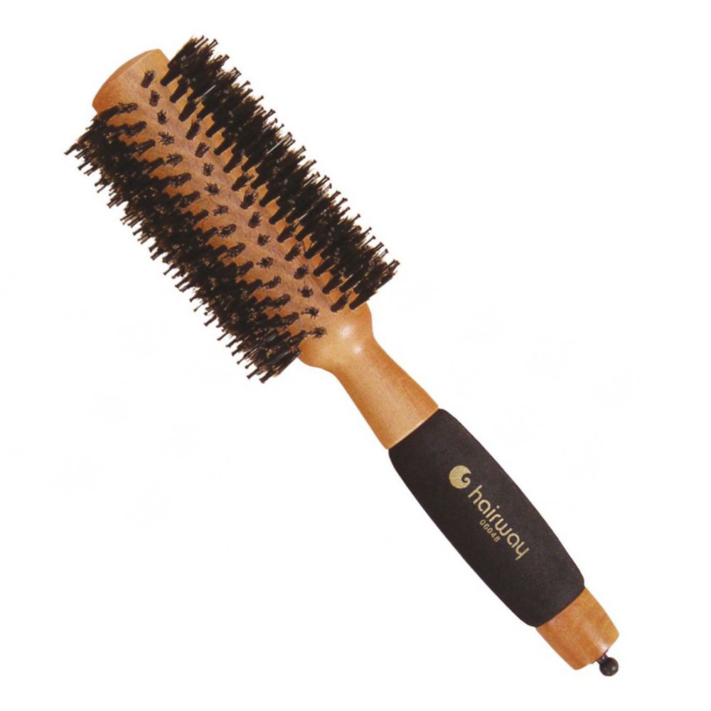 Деревянный светло-коричневый сплошной брашинг с кабаньей щетиной Hairway Round Brush Gold Wood 06048 29/60 мм - основное фото