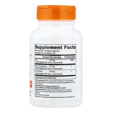 Комплекс цинка и L-карнозина Doctor's Best PepZin GI Zinc-L-Carnosine Complex 120 шт - основное фото