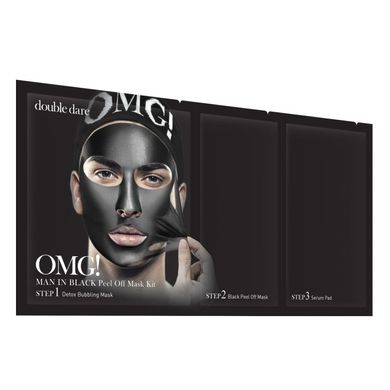 Комплекс чоловічих масок трикомпонентний із колагеном Double Dare OMG! Man In Black Peel Off Mask Kit - основне фото
