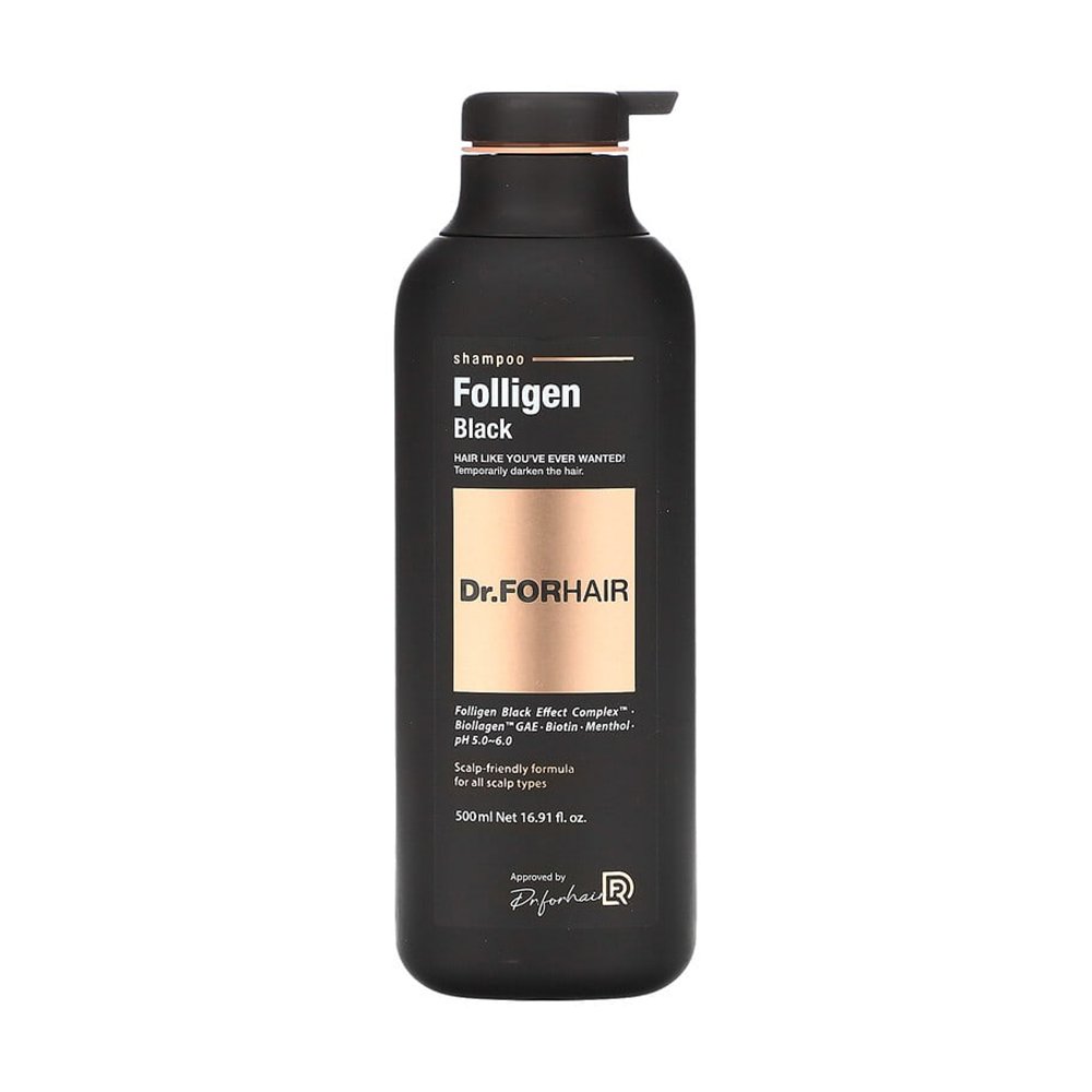 Шампунь для восстановления цвета седых волос Dr.FORHAIR Folligen Black Shampoo 500 мл - основное фото