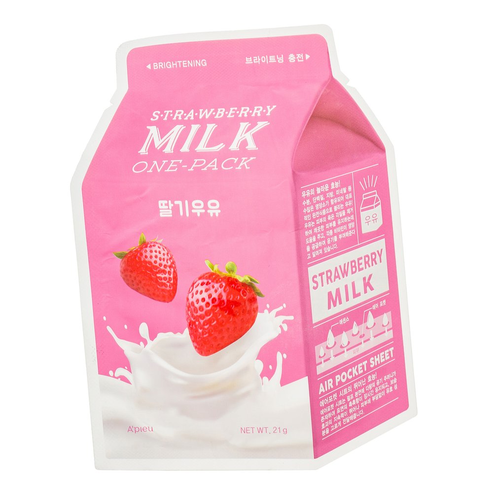 Тканевая маска с молочными протеинами и экстрактом клубники A'pieu Strawberry Milk One-Pack 21 мл - основное фото