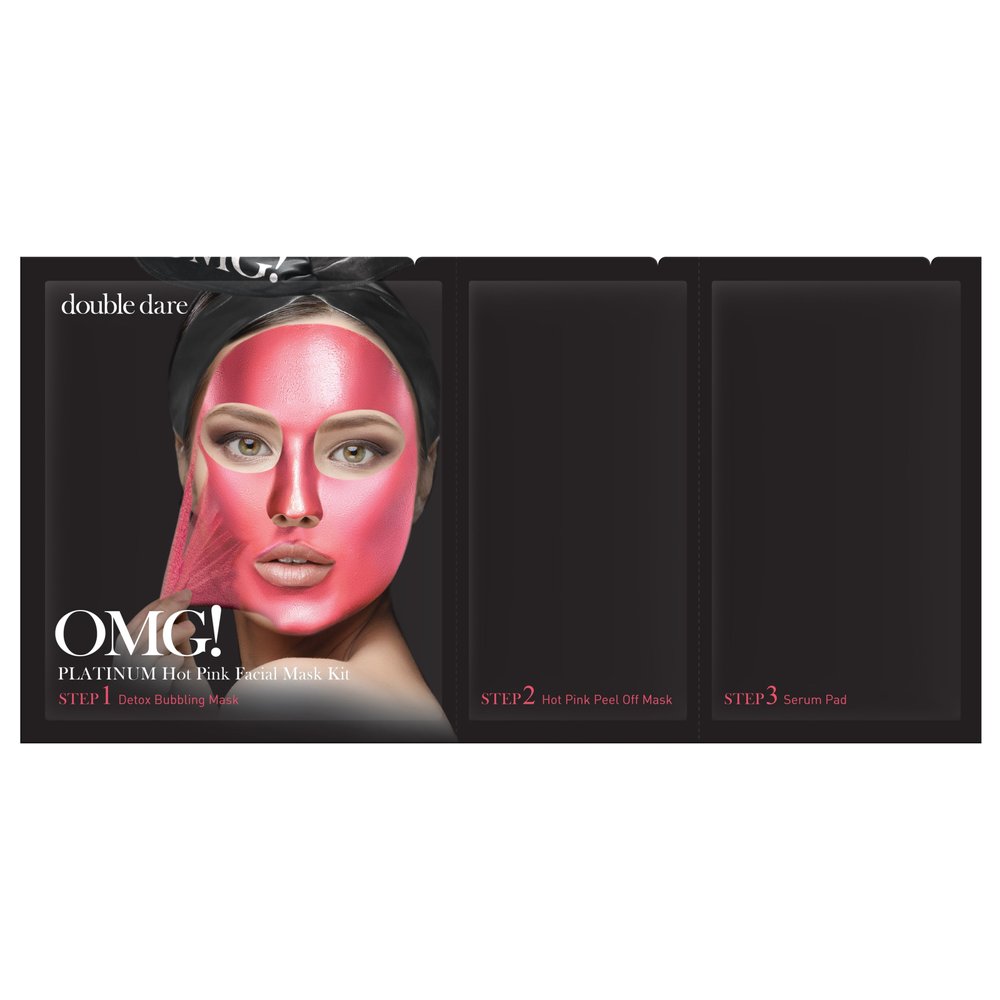 Трёхкомпонентный комплекс масок для сияния кожи Double Dare OMG! Platinum Hot Pink Facial Mask Kit 31 г - основное фото