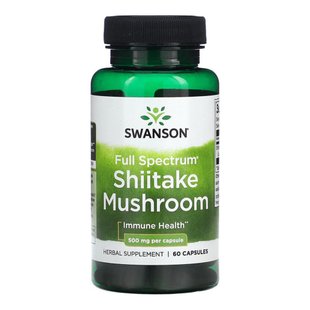 Капсули гриба шиїтаке Swanson Full Spectrum Shiitake Mushroom 500 мг 60 шт - основне фото