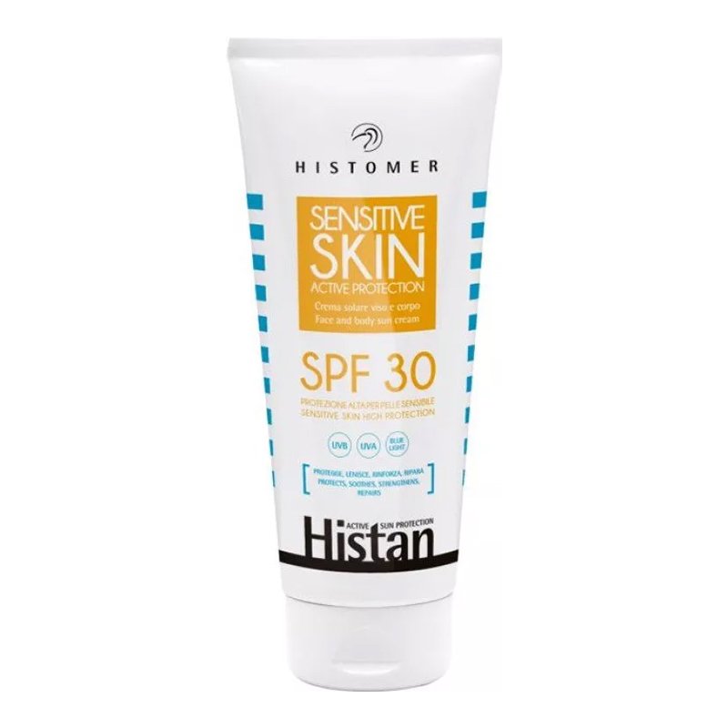 Сонцезахисний крем для чутливої шкіри обличчя та тіла Histomer Histan Sensitive Skin Active Protection SPF 30 200 мл - основне фото