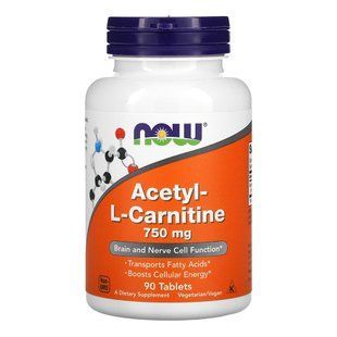 Ацетил L-карнітин Now Foods Acetyl L-Carnitine 750 mg 90 шт - основне фото