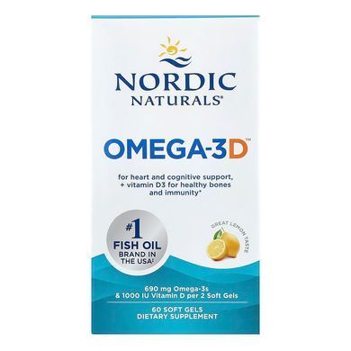Омега-3 і вітамін D3 Омега-3D з лимонним смаком Nordic Naturals Omega-3D Lemon 690 мг/1000 МО 60 шт - основне фото