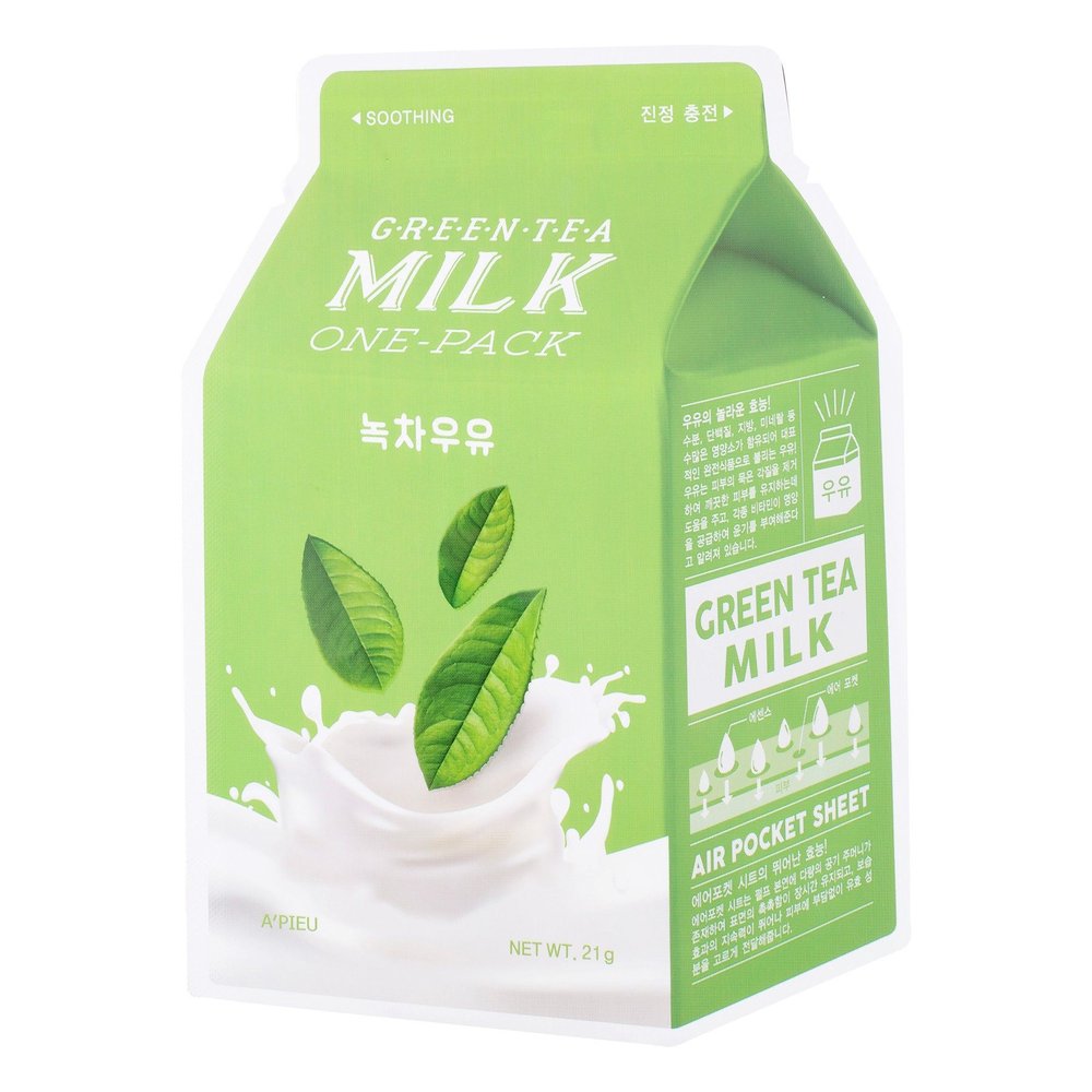 Тканевая маска с молочными протеинами и зеленым чаем A'pieu Green Tea Milk One-Pack 21 мл - основное фото