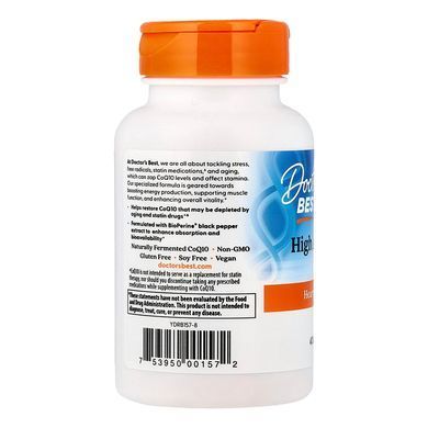 Коензим Q10 Doctor's Best High Absorption CoQ10 With BioPerine 400 mg 60 шт - основне фото