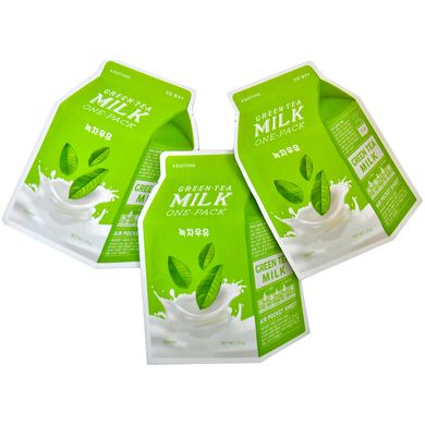 Тканинна маска з молочними протеїнами та зеленим чаєм A'pieu Green Tea Milk One-Pack 21 мл - основне фото