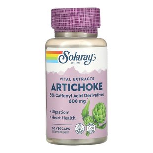 Экстракт листьев артишока в капсулах Solaray Artichoke Leaf Extract 600mg 60 шт - основное фото