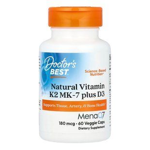Вітаміни K2 і D3 Doctor's Best Natural Vitamin K2 MK-7 Plus D3 With MenaQ7 180 mcg 60 шт - основне фото