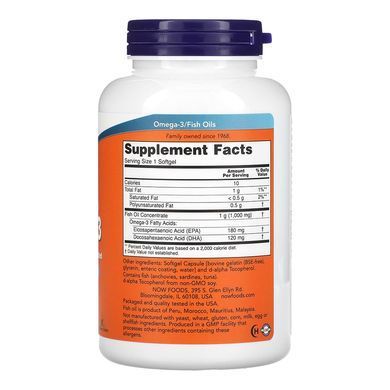 Омега-3 Now Foods Omega-3 Enteric 180 шт - основне фото
