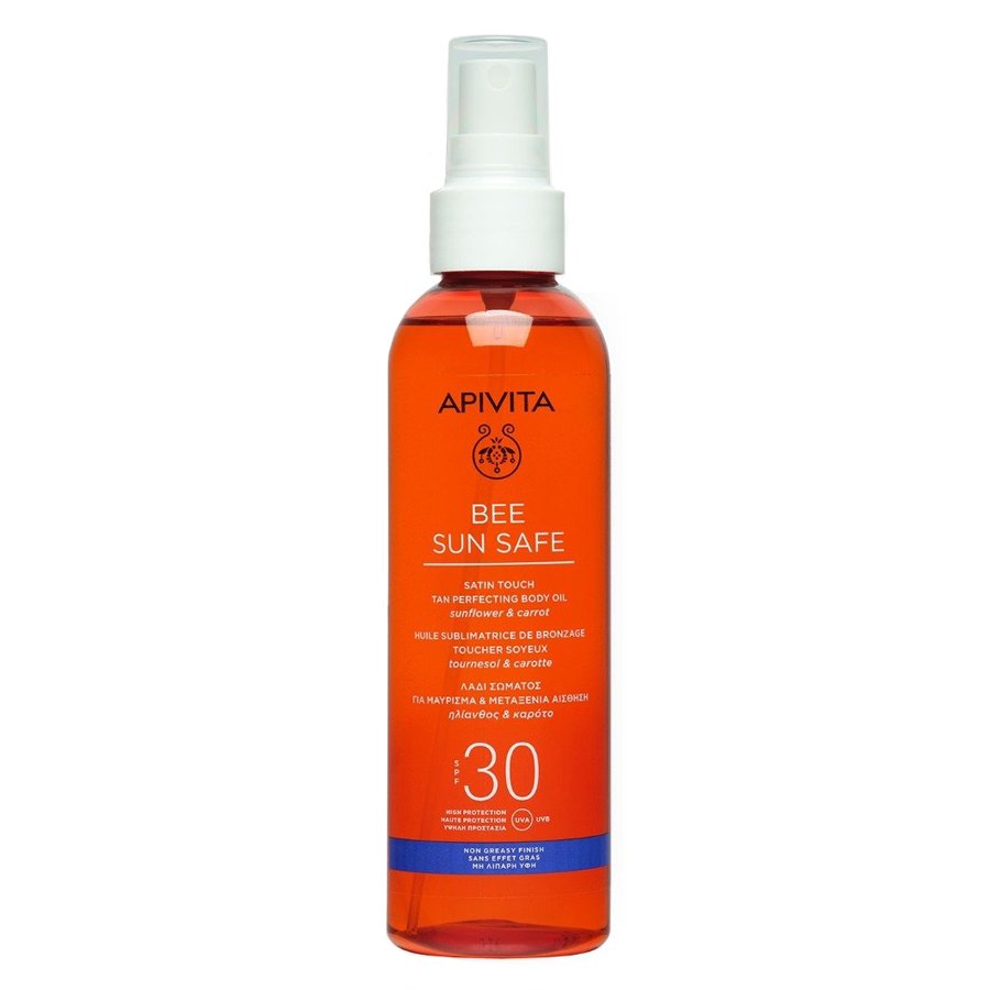 Сонцезахисна олія для тіла Apivita Bee Sun Safe Satin Touch Tan Perfecting Body Oil SPF 30 200 мл - основне фото