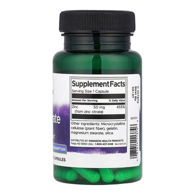 Цитрат цинка для иммунитета Swanson Zinc Citrate 50 mg 60 шт - основное фото