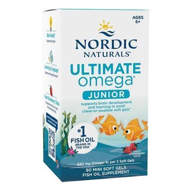 Омега-3 для дітей від 6 років з полуничним смаком Nordic Naturals Ultimate Omega Junior Strawberry 680 mg 90 шт - основне фото