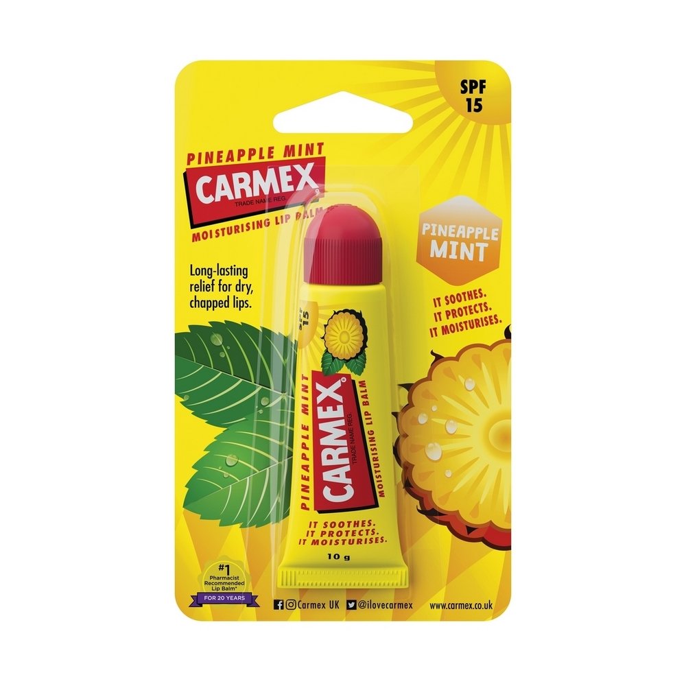 Бальзам для губ со вкусом ананаса и мяты Carmex Tube Pineapple Mint SPF15 туба 10 г - основное фото