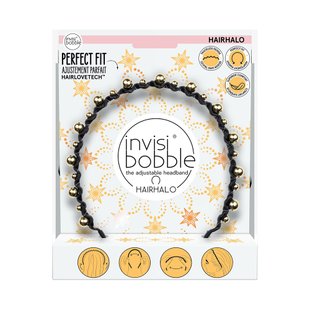 Чёрный с золотистыми бусинками обруч для волос Invisibobble HAIRHALO Time To Shine You're A Star - основное фото