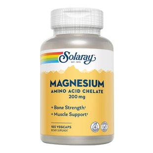 Магний хелат в капсулах Solaray Magnesium, Amino Acid Chelate 200 mg 100 шт - основное фото