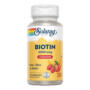 Леденцы биотина Solaray Biotin Lozenge 5000 mcg 60 шт - основное фото