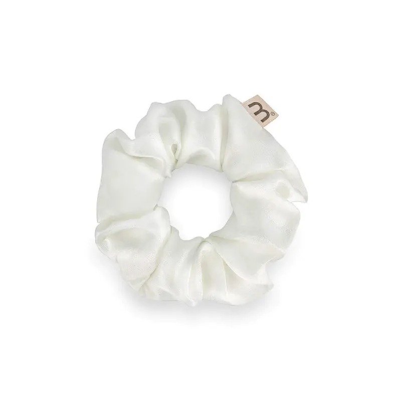 Объёмная белая резинка из натурального шёлка Mon Mou Silk Hair Band White 1 шт - основное фото